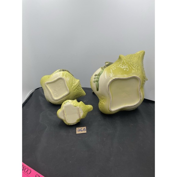 Set of 3 Hull Green Ceramic Duck Swan Mother #80 Baby Planter Ashtray Dish MCM - Picture 6 of 7